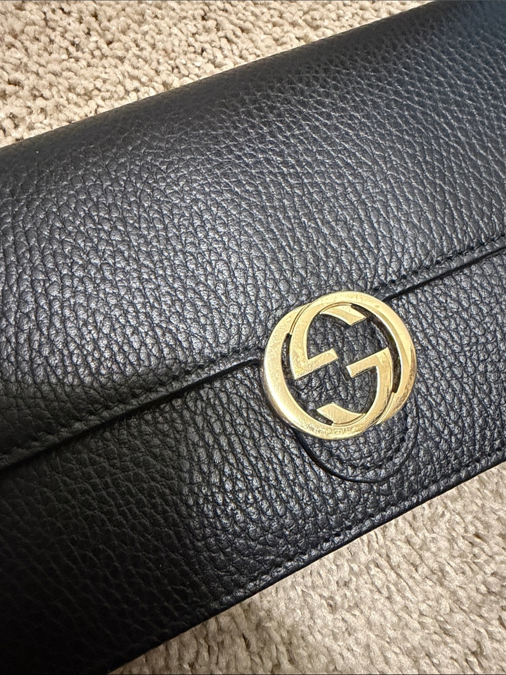 Gucci Black Leather Crossbody with Gold Chain - Picture 5 of 5